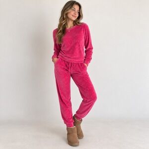 Juicy Couture Velour Pajama Set Fuchsia Pink Logo Y2K Lounge Set 3330-47 M